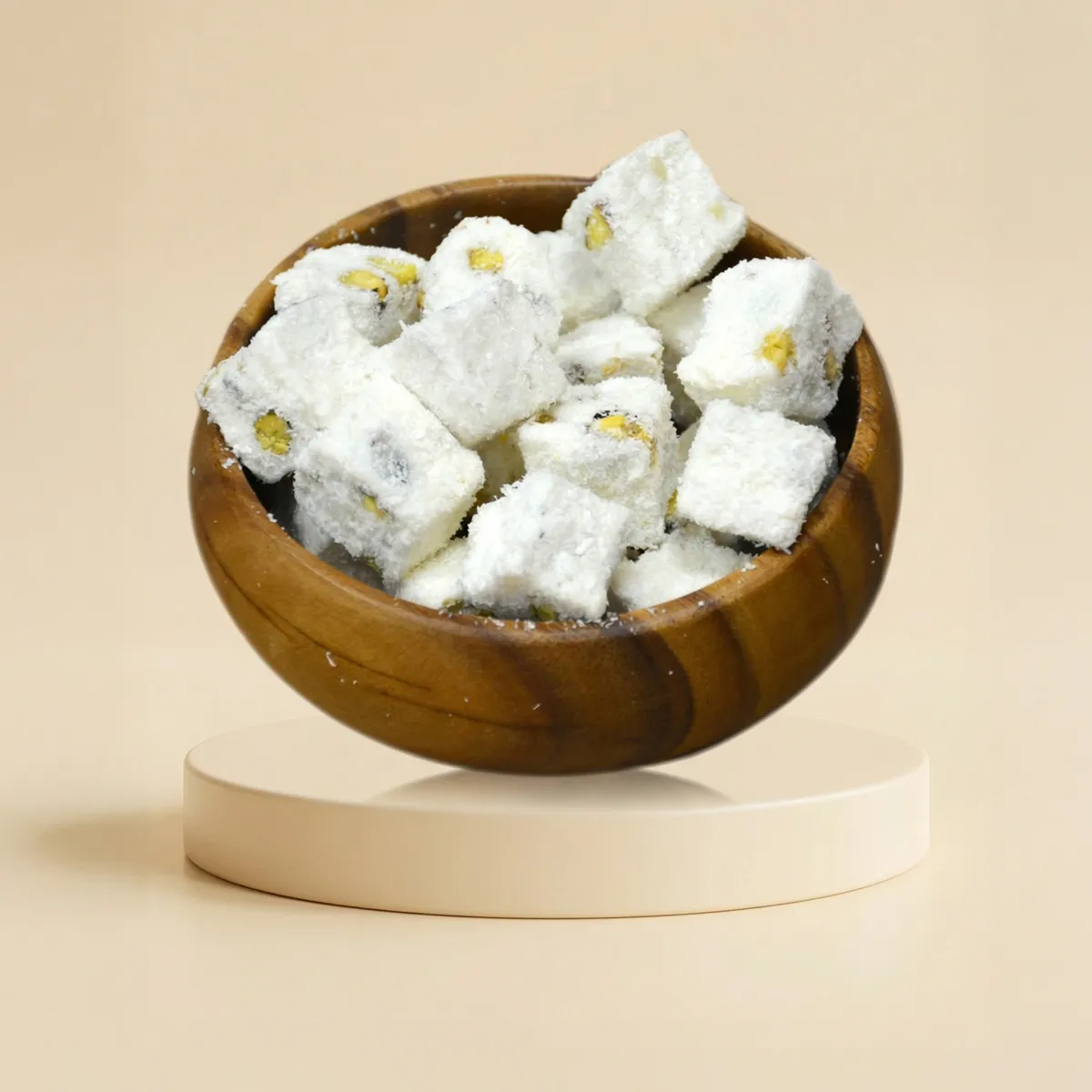 Dubbelrostad Vit Fågel-lokum med Äkta Antep-pistage ~ Lokûma Tevşê ya Spî ya bi Fistiqê Entêpê - Bild 3