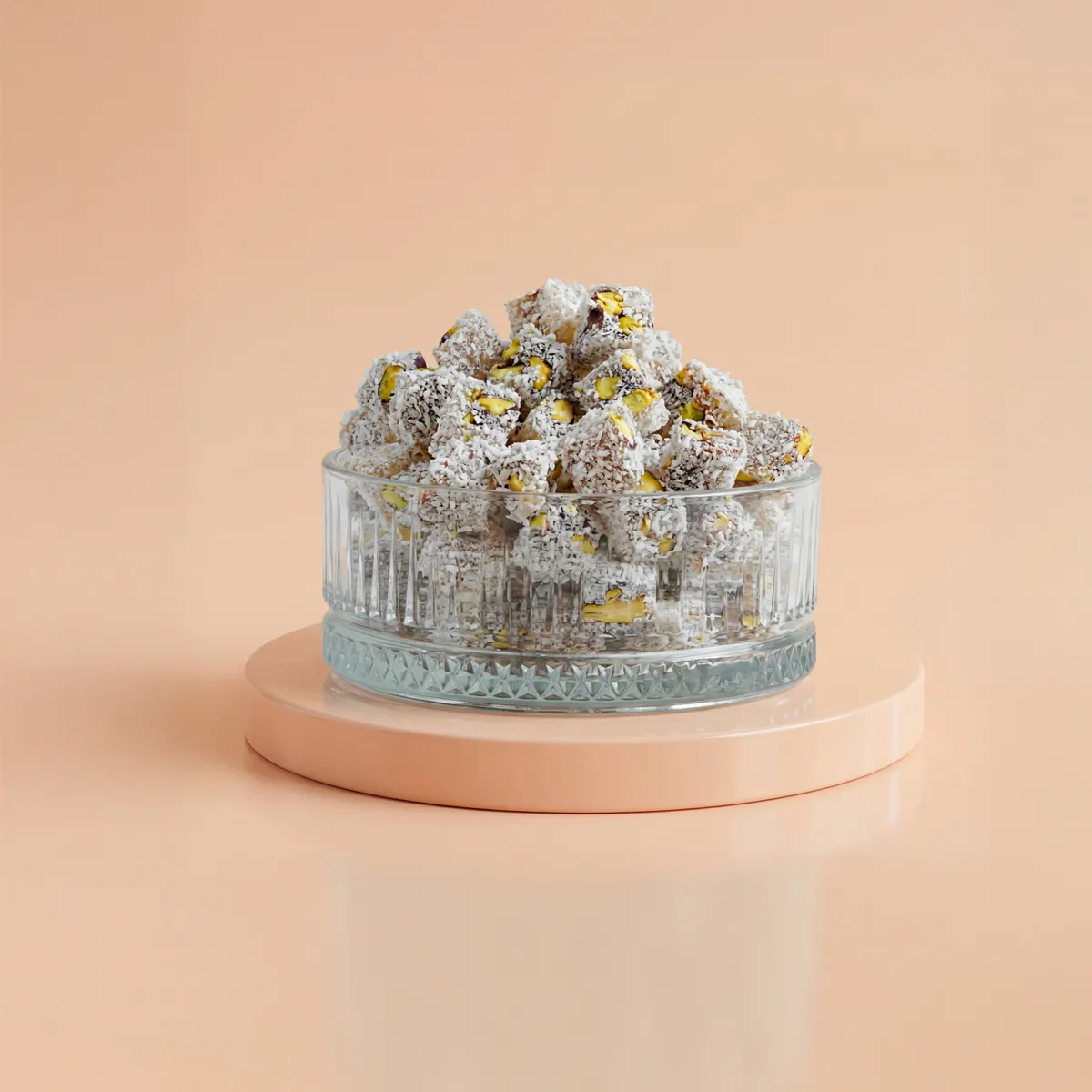 Pistage- & Kokosfågel-lokum ~ Lokûma Tevşê ya bi Fistiqê Entêpê û Hindistan Cevîzê - Bild 3